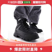 香港直邮潮奢 Buffalo 男士vegan 水牛皮粗跟靴子(黑色)