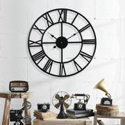 钟表挂钟客厅铁艺罗马数字饭厅，装饰挂墙上复古金属时钟壁钟工业风