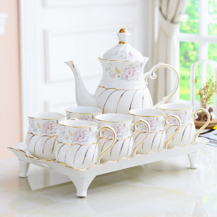 欧式水杯套装陶瓷高档客厅，杯具家庭轻奢茶壶，茶具茶杯家用杯子套装