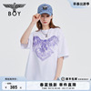 boylondon潮牌短袖情侣装夏季烫钻老鹰logo时尚休闲白色t恤n01913