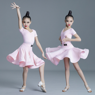 春夏季儿童拉丁舞蹈服练功服，少儿专业标准，比赛表演服女长袖拉丁裙