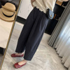 棉麻萝卜裤奶奶裤夏季女2023欧货香蕉裤，亚麻裤子日系风格穿搭