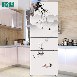 新中式古典水墨冰箱翻新贴纸防水自粘柜机空调贴冰箱创意装饰贴画