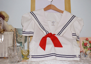 vintagec.i.castro海军红领结女孩保存品，4t上衣半身裙套装
