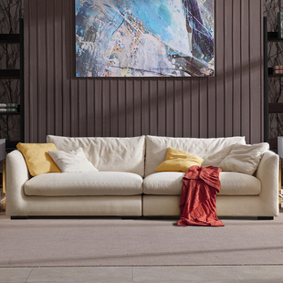 现代简约三人布艺沙发，黑白灰客厅整装，组合羽绒乳胶北欧沙发小户型