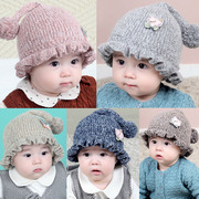 婴儿帽子秋冬款男宝宝，女可爱超萌球球加厚毛线，帽新生儿冬季婴幼儿