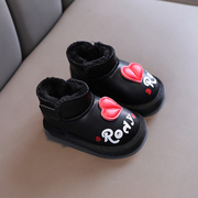 女宝宝雪地靴加绒加厚1一2岁软底学步鞋，婴儿棉鞋冬季女童冬鞋保暖