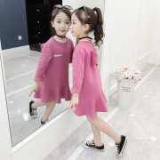 女童洋气连衣裙2023春装，韩版儿童中长款裙子，宝宝翅膀卫衣裙潮