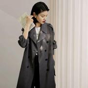 日本中长款风衣外套，女2023春秋季麂皮绒高级感大衣