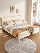 全友家私实木床，现代简约1.8米欧式主卧双人床，1.5单人出租房白色床