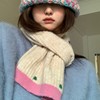 日本针织毛线围巾，冬季女生2022学生韩版百搭加厚保暖围脖