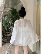 超仙雪纺防晒衣女夏季薄款2024白色外搭开衫外套女设计感小众