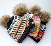 可小批量定制保暖帽子针织大毛球球帽手编毛线帽子帽羊毛混纺帽子