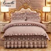 夹棉蕾丝床裙四件套公主，加厚纯色床罩款床上4件套被套床单1.5m1.8