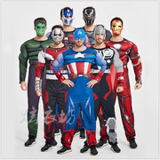 复仇者联盟蝙蝠侠蜘蛛侠，绿巨人美国队长超人衣服，成人演出肌肉服装