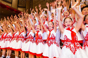 中小学生大合唱团演出服六一少儿朗诵比赛长短袖纱裙红领巾合唱服