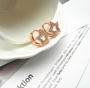 韩版气质甜美镶钻星星，玫瑰金耳环女款时尚流行锆石，防过敏耳扣耳圈