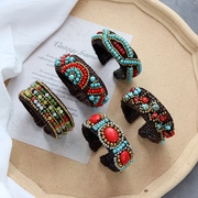 原创手工波西米亚民族风手镯编织天然石复古个性藏式手环配饰品女