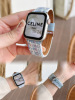 适用苹果手表带Apple watch9头层牛皮彩色真皮iwatch7se2马卡龙闪