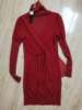 酒红色女裙2022年秋冬大牌长袖套头女装高龄连衣裙含羊毛50%