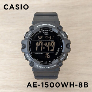 卡西欧手表男CASIO AE-1500WH-8B 反显多功能防水学生电子表