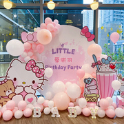hellokitty主题派对气球，布置可爱儿童周岁生日kt猫背景板装饰