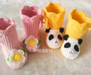 婴儿毛线鞋子秋冬0-3-6个月1岁男女宝宝加厚保暖软底手工针织编织