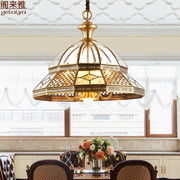 美式餐厅灯具简约吊灯欧式饭厅吧台休闲区茶室灯复古焊锡全铜灯饰