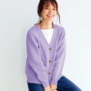 日本24春女可爱v领纽扣，编织针织衫长袖开襟毛衣2色有大码m-5l