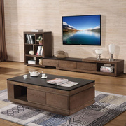 北欧火烧石茶几电视柜组合简约现代小户型客厅伸缩电视柜家具套装