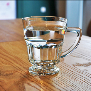 进口欧式复古创意咖啡杯钢化玻璃杯茶杯家用加厚耐热水杯牛奶杯子