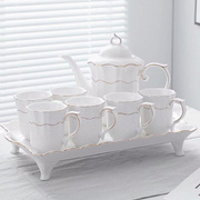 欧式轻奢水具茶具套装 家用 茶道陶瓷茶杯冷水壶喝水杯子茶壶托盘