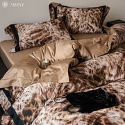高级感美式豹纹100s长绒棉，床单四件套全棉，纯棉被套轻奢风床上用品