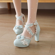 包头凉鞋女韩版甜美可爱女童洛丽塔lolita鞋子，高跟鞋女鞋原创lo鞋