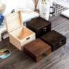 实木复古正方形小木盒收纳储物收藏木制带锁木质木盒子黑色包装盒