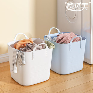 家用大容量塑料脏衣桶脏衣篓玩具收纳筐，衣服蓝脏衣篮衣物洗衣篓子