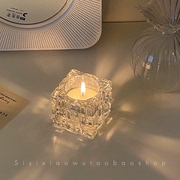 玻璃烛台装饰摆件北欧浪漫家用餐桌复古风，高级感透明蜡烛香薰烛台