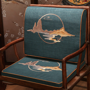 新中式红木椅子坐垫带靠背，实木沙发圈椅餐椅，茶椅垫海绵腰靠垫定制