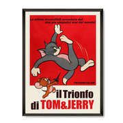 装饰画有框画挂画墙壁复古怀旧美式海报汤姆和杰瑞猫和老鼠卡通