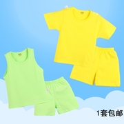 宝宝夏装套装女0-1岁男童，t恤短袖3-4-5岁纯棉女背心短裤婴儿衣服2