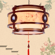 中式吊灯古典客厅灯中国风木艺餐厅灯具茶楼过道复古羊皮实木吊灯