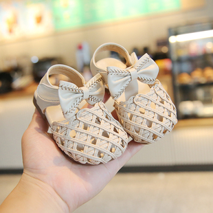 女宝宝凉鞋1一2-3岁小童公主编织夏季婴儿，鞋防滑软底透气学步鞋子