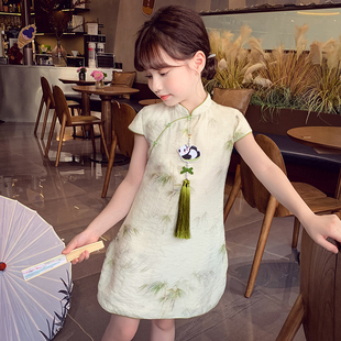 女童新中式旗袍裙子夏装2024洋气，儿童改良盘扣，超仙汉服连衣裙