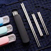 304不锈钢折叠筷子套装韩式单双便携金属折叠螺丝筷子盒子