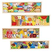 动物叠高高俄罗斯方块益智玩具，拼图积木蒙氏儿童木质带托盘2-3岁