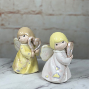 出口陶瓷西班牙雅致手绘瓷偶音乐天使人物，摆件装饰品礼物