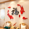 中国风福字鱼亚克力3d立体墙贴玄关客厅背景墙中式装修墙面装饰品