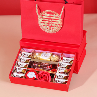 结婚喜糖盒成品含糖果回礼伴手礼订婚礼喜糖礼盒装宝宝满月礼盒