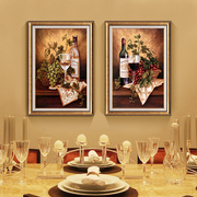 欧式餐厅装饰画酒杯水果壁画，吃饭厅挂画厨房，单幅油画美式客厅墙画
