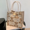 原创简约麻布包日韩女手提包包，潮卡通文艺，手拎零食袋环保饭盒包包